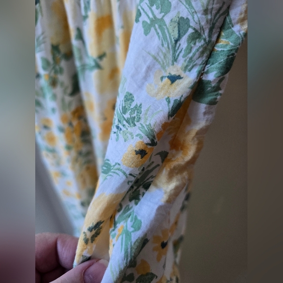 Rachel Zoe Floral Yellow White Dress Midi Flowy Sleeve Pockets Rayon Size XL - Picture 7 of 9